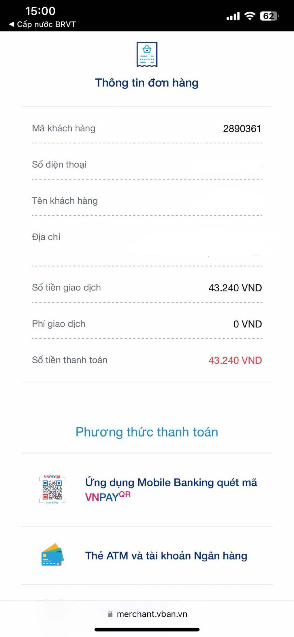 Khách hàng chọn Phương thức thanh toán Ứng dụng Mobile Banking quét mã VNPAY và chọn Ngân hàng muốn thanh toán.