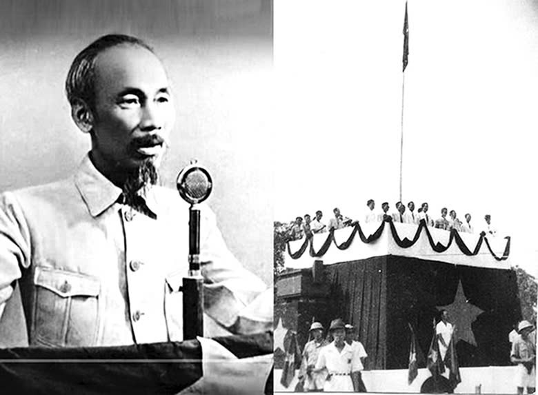 Ngày 2/9/1945, tại Quảng Trường Ba Đình (Hà Nội) Chủ tịch Hồ Chí Minh  đọc Tuyên ngôn Độc lập, khai sinh ra nước Việt Nam Dân chủ Cộng hòa.  Ảnh: TƯ LIỆU