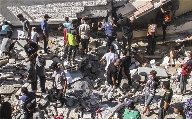 Một trường học ở Gaza bị trúng không kích của Israel ngày 4/8/2024.