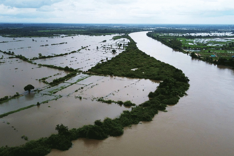 Một khu vực ở Nakhon Phanom bị ngập lụt mỗi khi nước sông Mekong dâng cao.