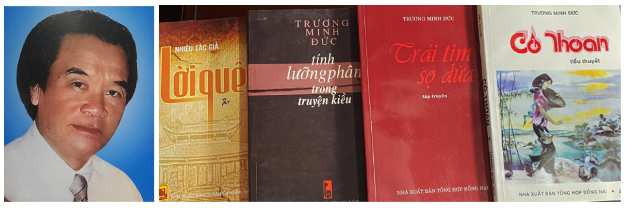 Chân dung nhà văn Trương Minh Đức và các tác phẩm ông đã xuất bản.