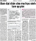 Phản hồi về bài viết Ban đại diện cha mẹ học sinh lạm quyền