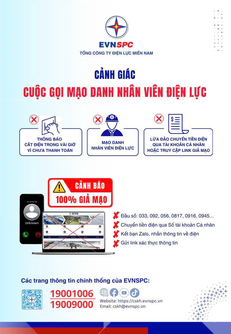 Ngành điện cảnh báo về tình trạng giả danh nhân viên điện lực gọi điện lừa đảo.