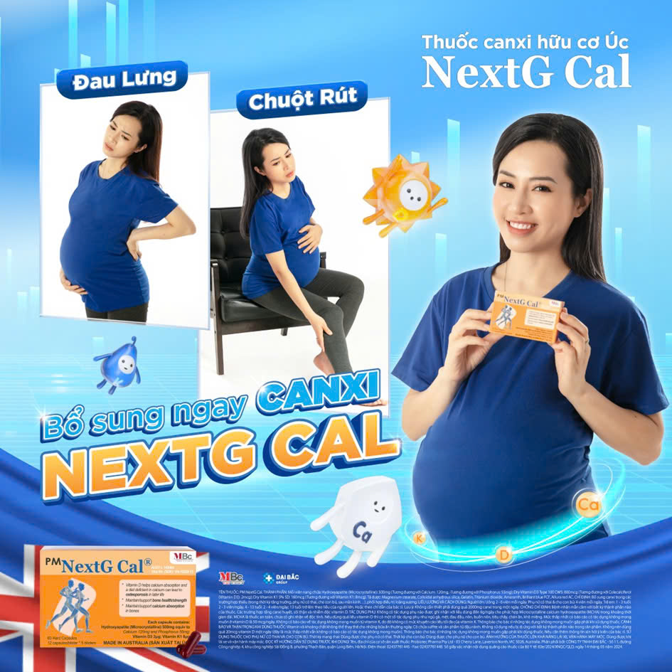 Thuốc canxi hữu cơ Úc NextG Cal – canxi cho mẹ và thai nhi vẹn tròn chắc khỏe.