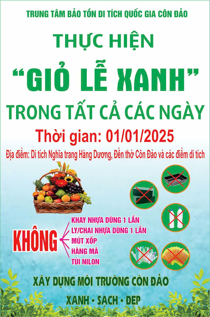 Côn Đảo triển khai đồng loạt chiến dịch Giỏ lễ xanh