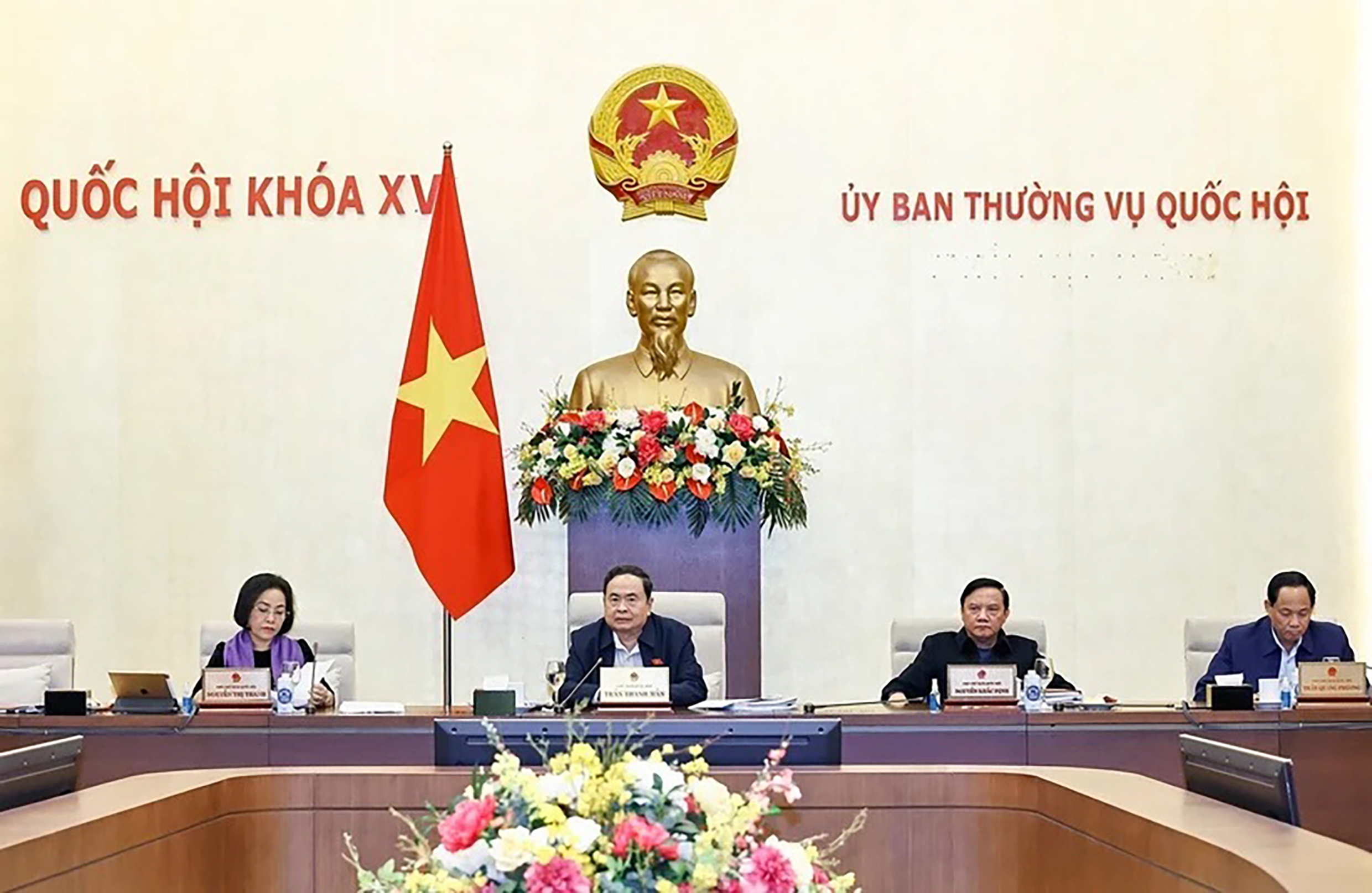 Chủ tịch Quốc hội Trần Thanh Mẫn phát biểu trong một phiên họp của Ủy ban Thường vụ Quốc hội.