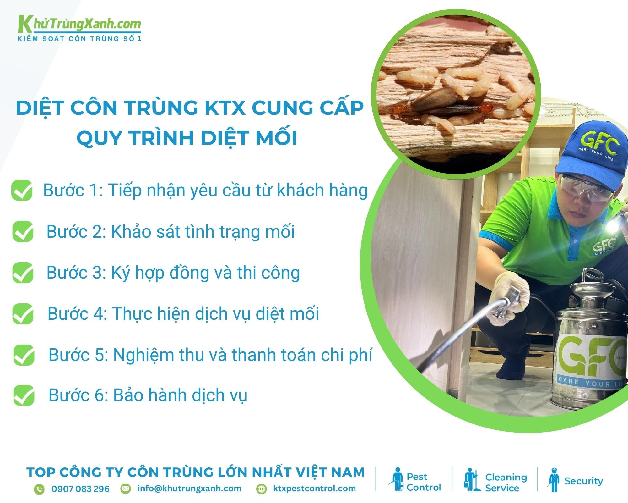 Diệt côn trùng KTX cung cấp quy trình diệt mối chuyên nghiệp