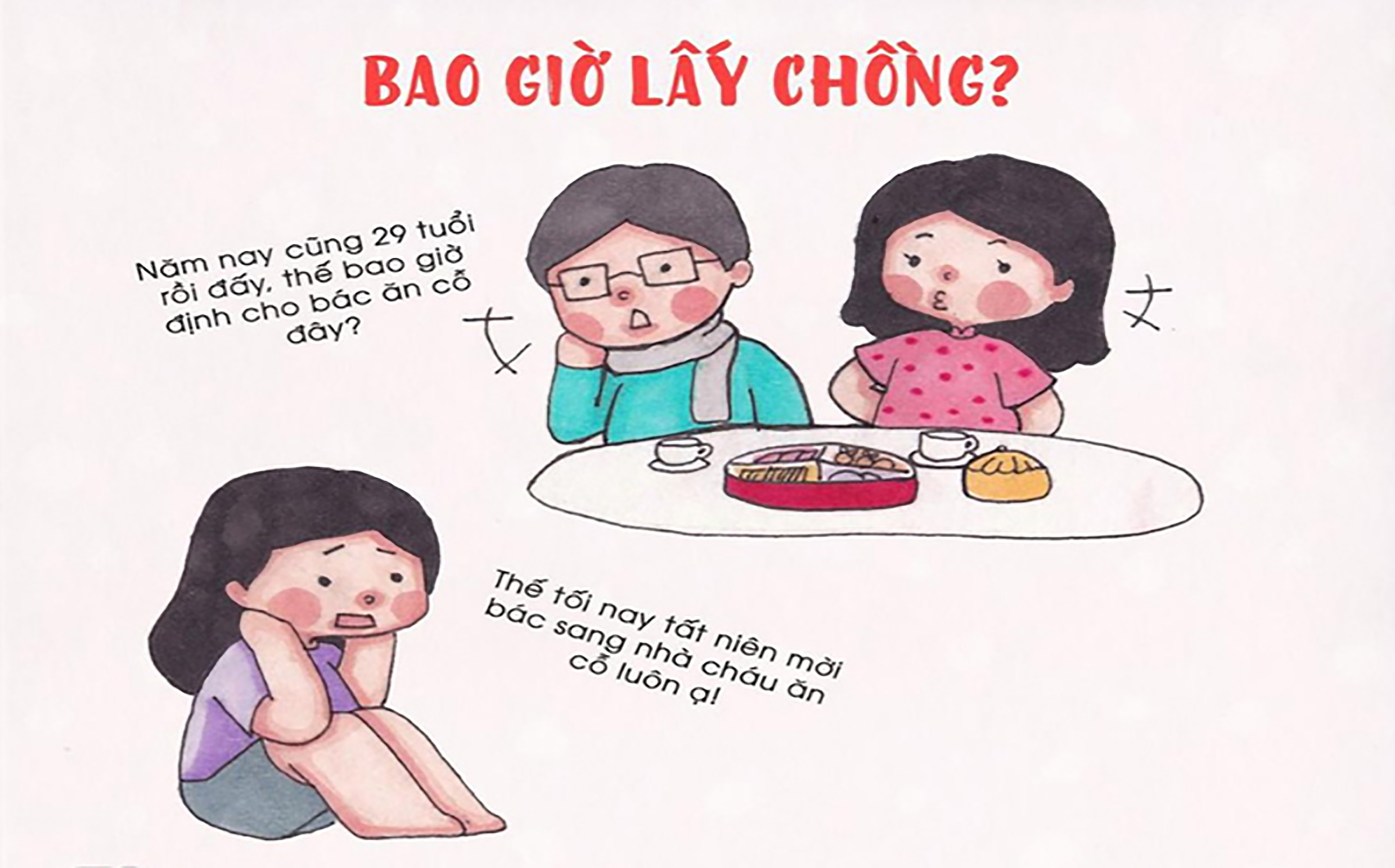 Những câu hỏi như: “Bao giờ con tính cưới?”, “Khi nào mới gửi thiệp mời cưới đây?”… rất dễ gây áp lực, đặc biệt là với những ai vẫn còn độc thân thì câu hỏi này như xát thêm muối vào nỗi niềm cô đơn.