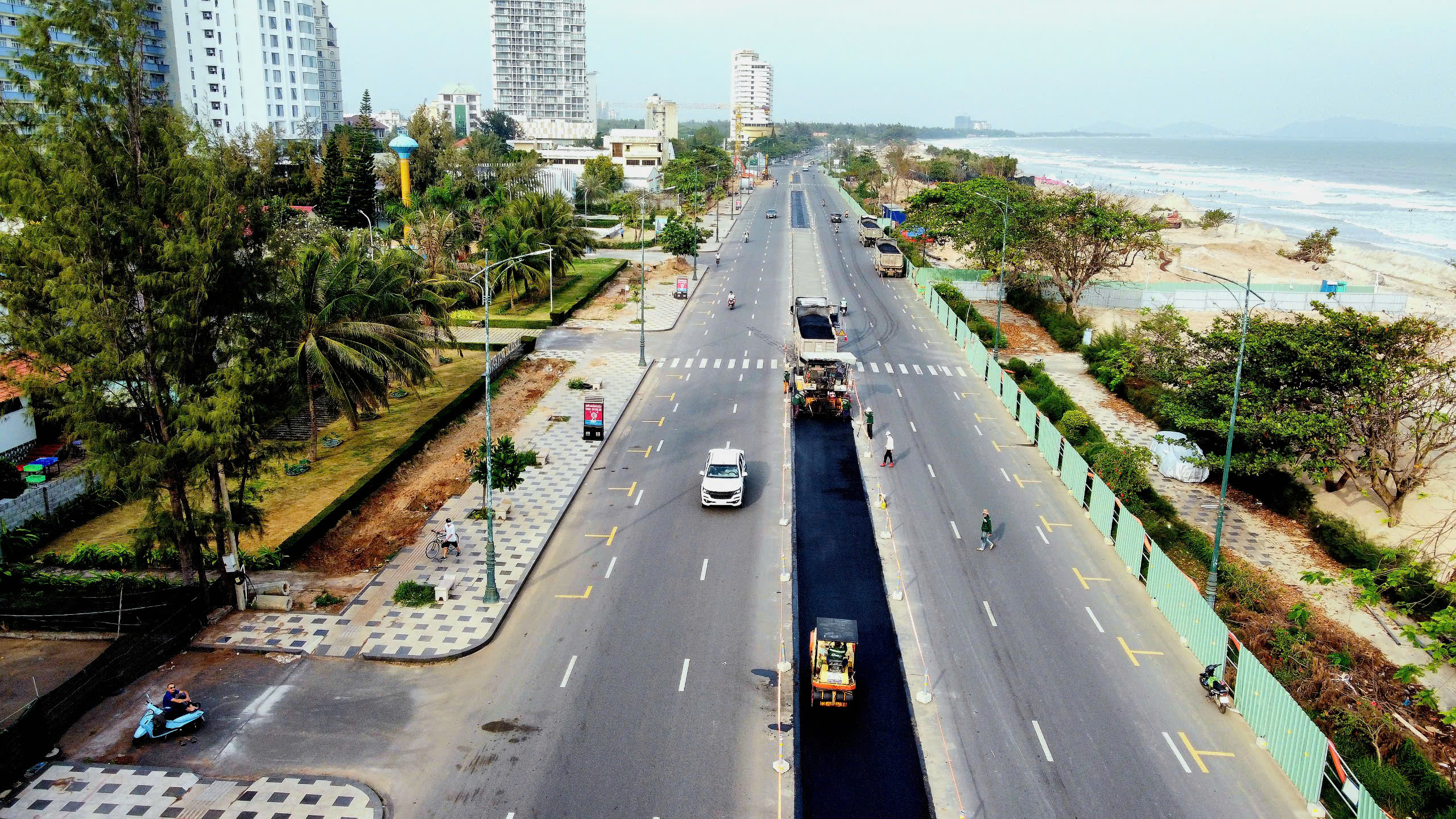 Toàn cảnh hạng mục mở rộng đường Thùy Vân. 