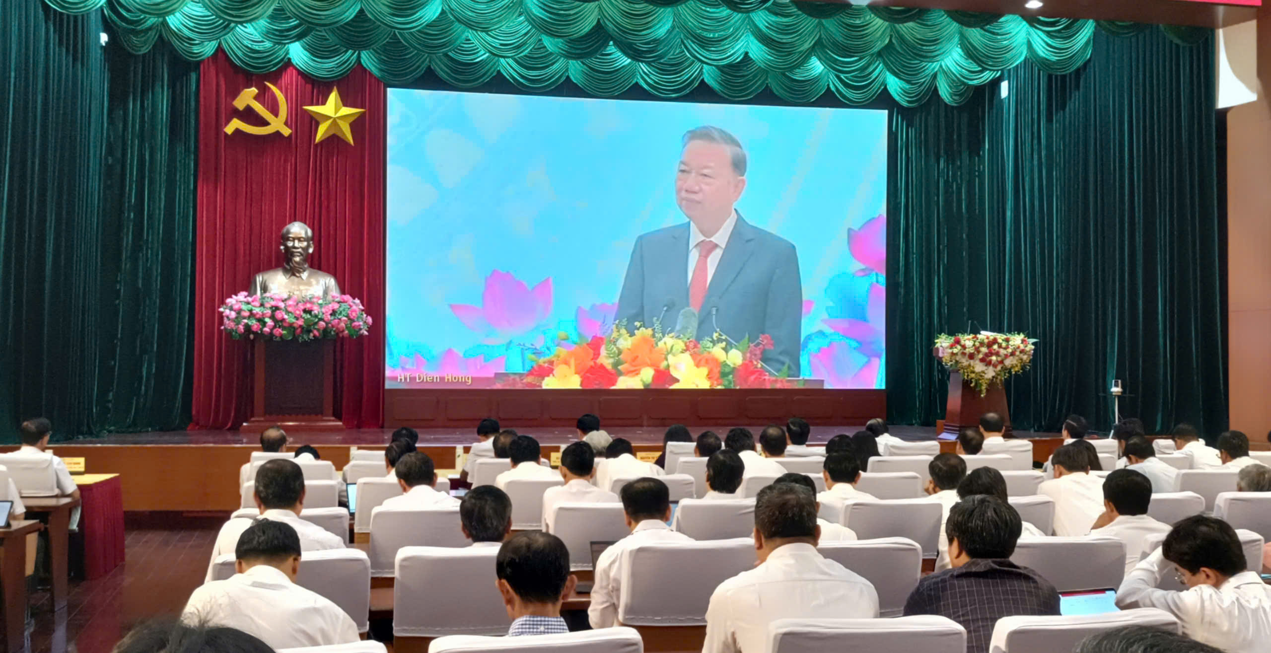 Quang cảnh hội nghị tại điểm cầu tỉnh Bà Rịa - Vũng Tàu.