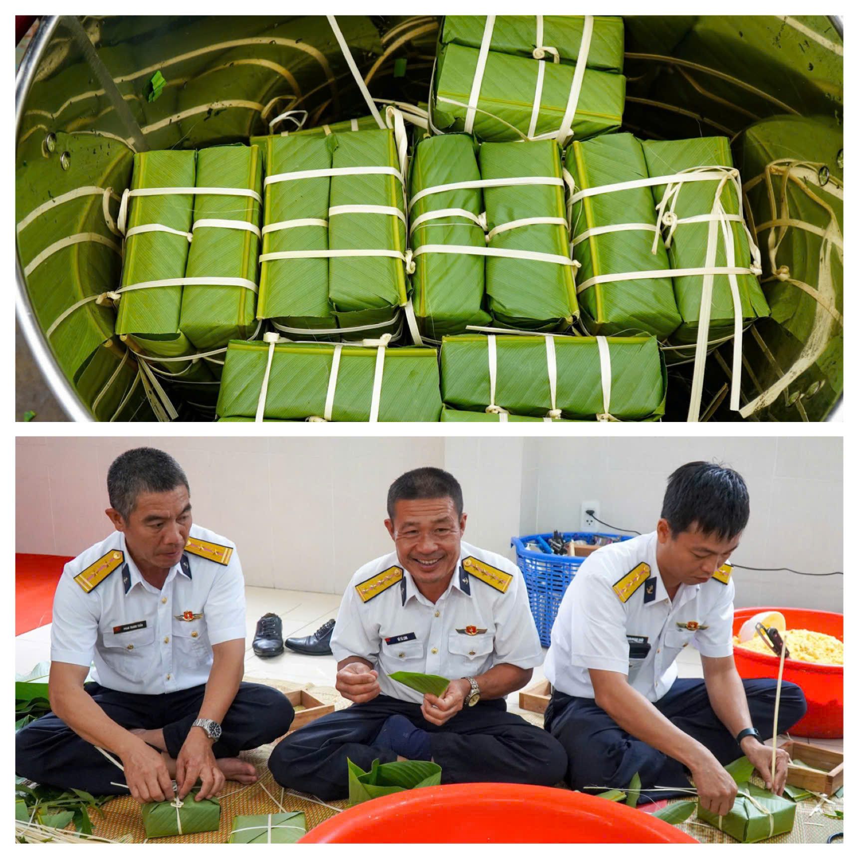 Những chiếc bánh chưng vuông vức, đầy ắp tình yêu thương và sự sẻ chia, sẽ được gửi đến các chiến sĩ làm nhiệm vụ ngoài khơi, thay lời chúc Tết ấm no, hạnh phúc.