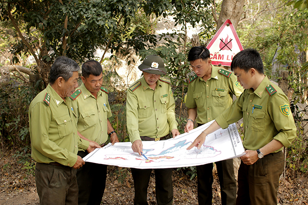 Hiện nay đang là mùa khô, tiềm ẩn nguy cơ cháy rừng, lực lượng kiểm lâm, bảo vệ rừng trên địa bàn tỉnh triển khai nhiều giải pháp PCCR. Trong ảnh: Hạt Kiểm lâm Long Đất tuần tra, theo dõi các vùng có nguy cơ cháy cao.