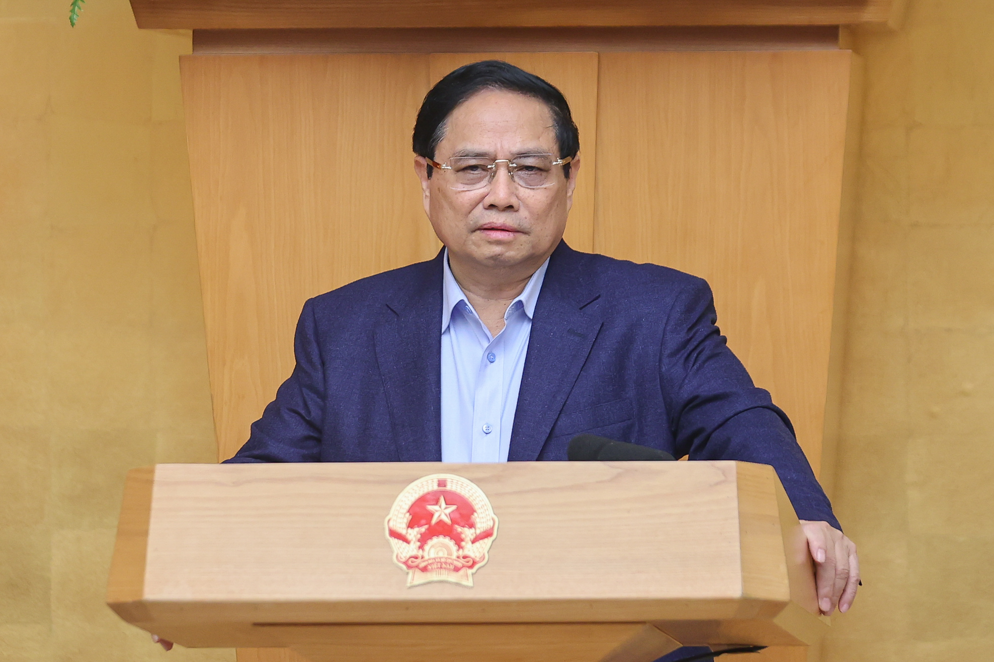 Thủ tướng Phạm Minh Chính phát biểu kết luận phiên họp Chính phủ thường kỳ tháng 2 năm 2025
