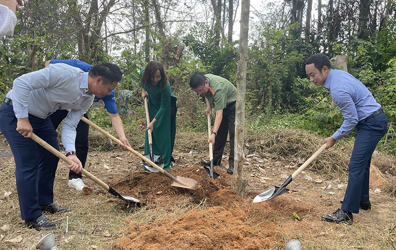 Đại diện các đơn vị trồng cây giai đoạn 2, tuyến đường hoa Anh Đào–Bằng Lăng.