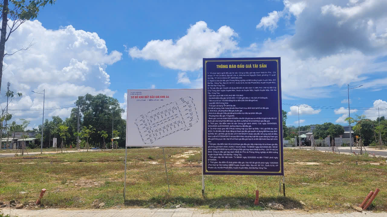 Xuyên trưa đấu giá đất tại huyện Xuyên Mộc
