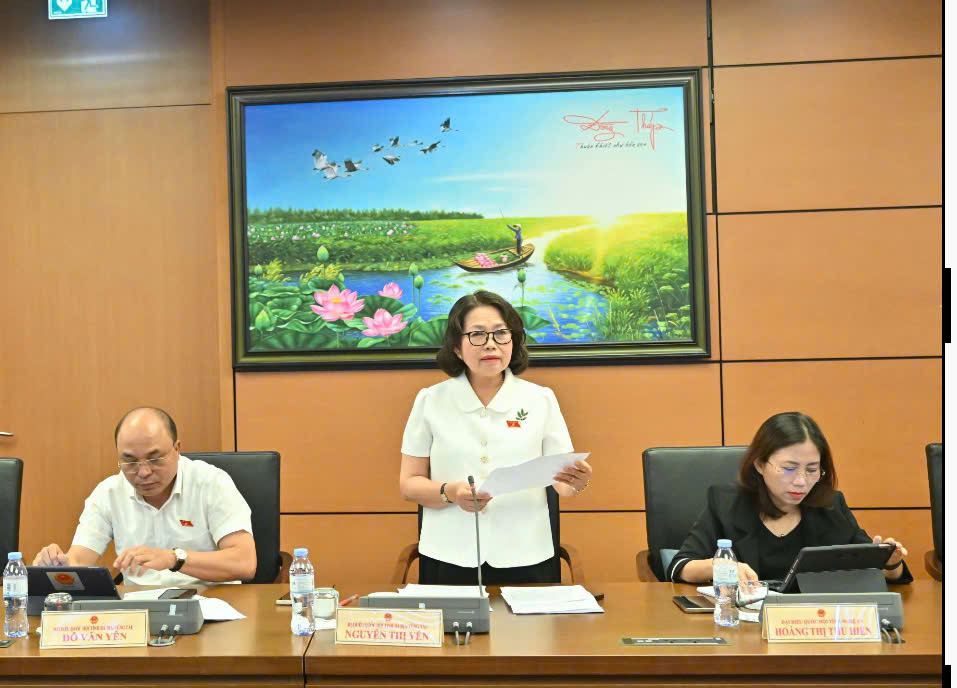 Đại biểu Nguyễn Thị Yến, Phó Bí thư Thường trực Tỉnh ủy, Trưởng Đoàn ĐBQH tỉnh: “Luật Quốc tịch phải đồng bộ với Luật Căn cước và Luật Hộ tịch”.