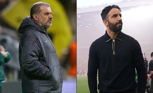 Cả HLV Ruben Amorim lẫn Ange Postecoglou đều căng thẳng.