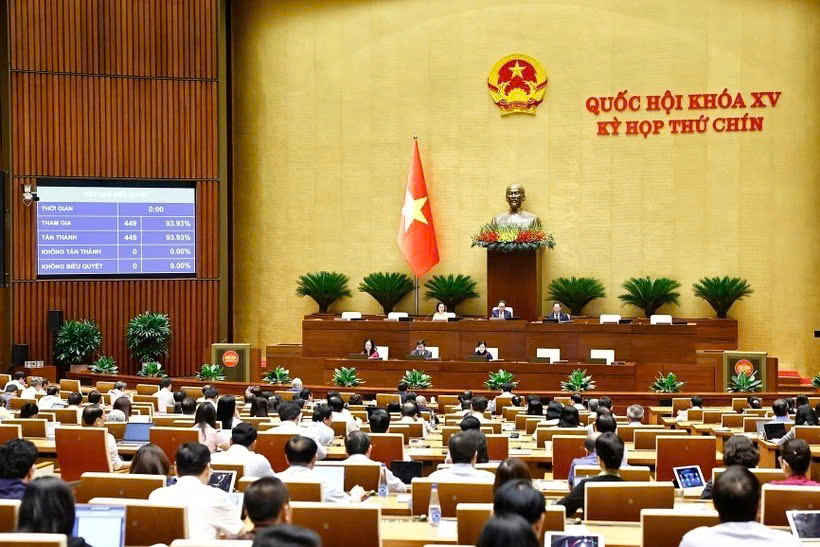 Đại biểu biểu quyết thông qua Nghị quyết của Quốc hội về ngày bầu cử toàn quốc đối với bầu cử ĐBQH  khóa XVI và đại biểu HĐND các cấp nhiệm kỳ 2026-2031.