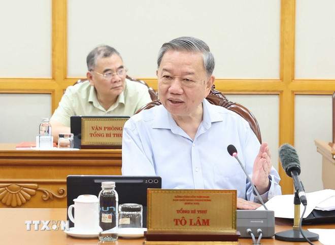 Tổng Bí thư Tô Lâm phát biểu tại cuộc họp.