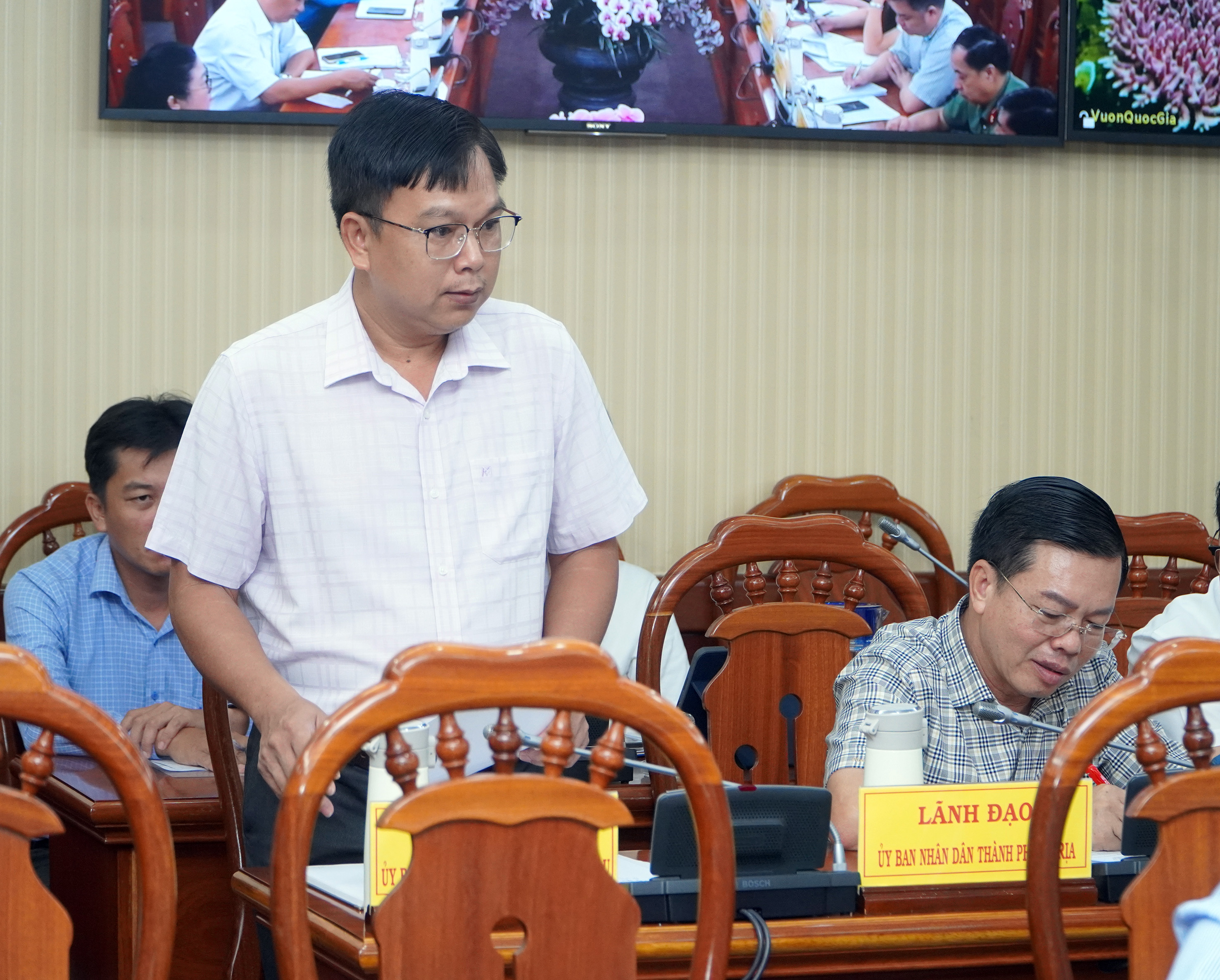 Ông Nguyễn Phúc Hoàng, Chủ tịch UBND TP. Vũng Tàu báo cáo về tiến độ giải ngân vốn đầu tư công của địa phương.
