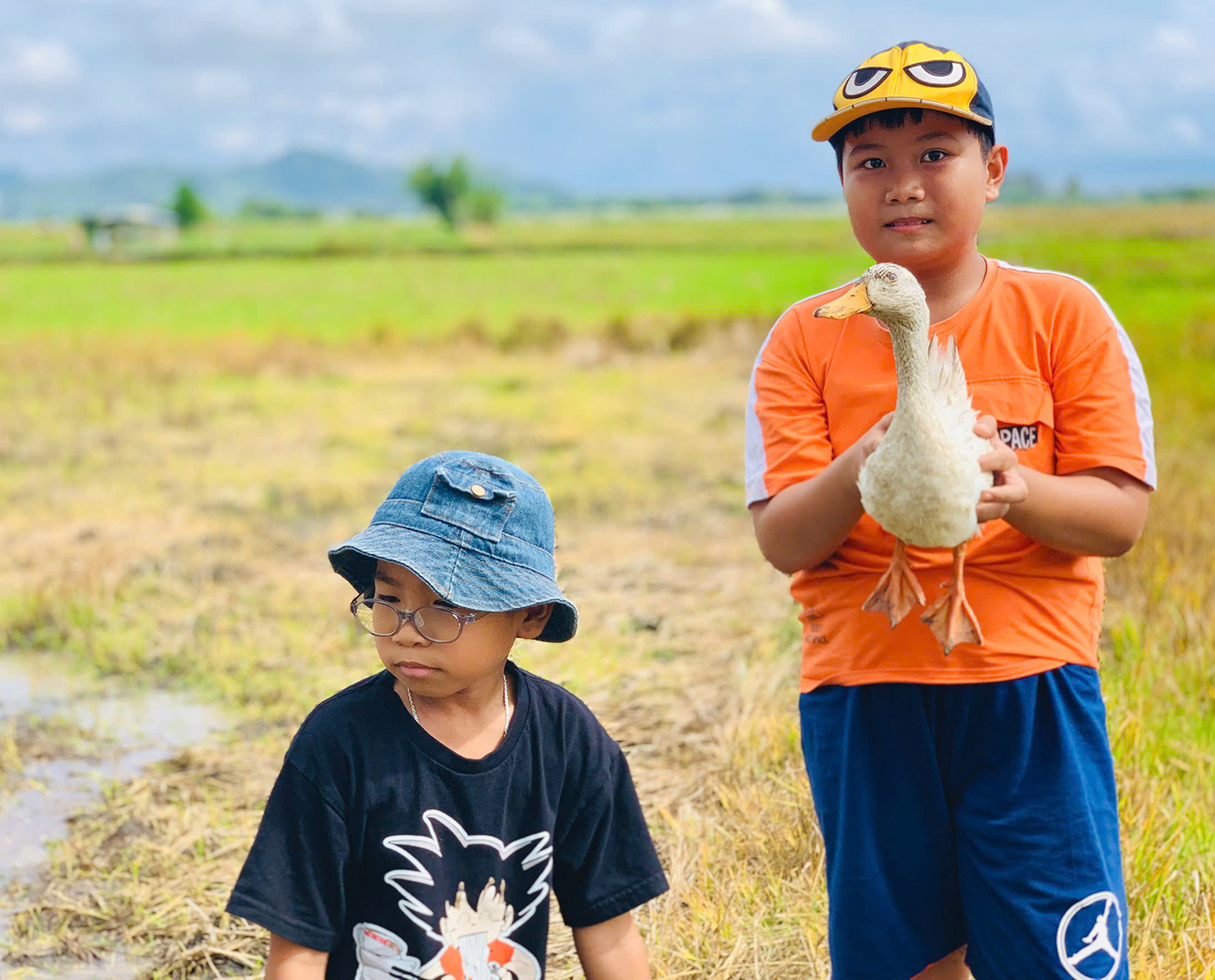 Các hoạt động tại Tứ Phương Thất Đảo đều hướng con người  gần gũi với thiên nhiên nhất. Trong ảnh: Du khách “nhí” làm quen  với vật nuôi trong vườn.