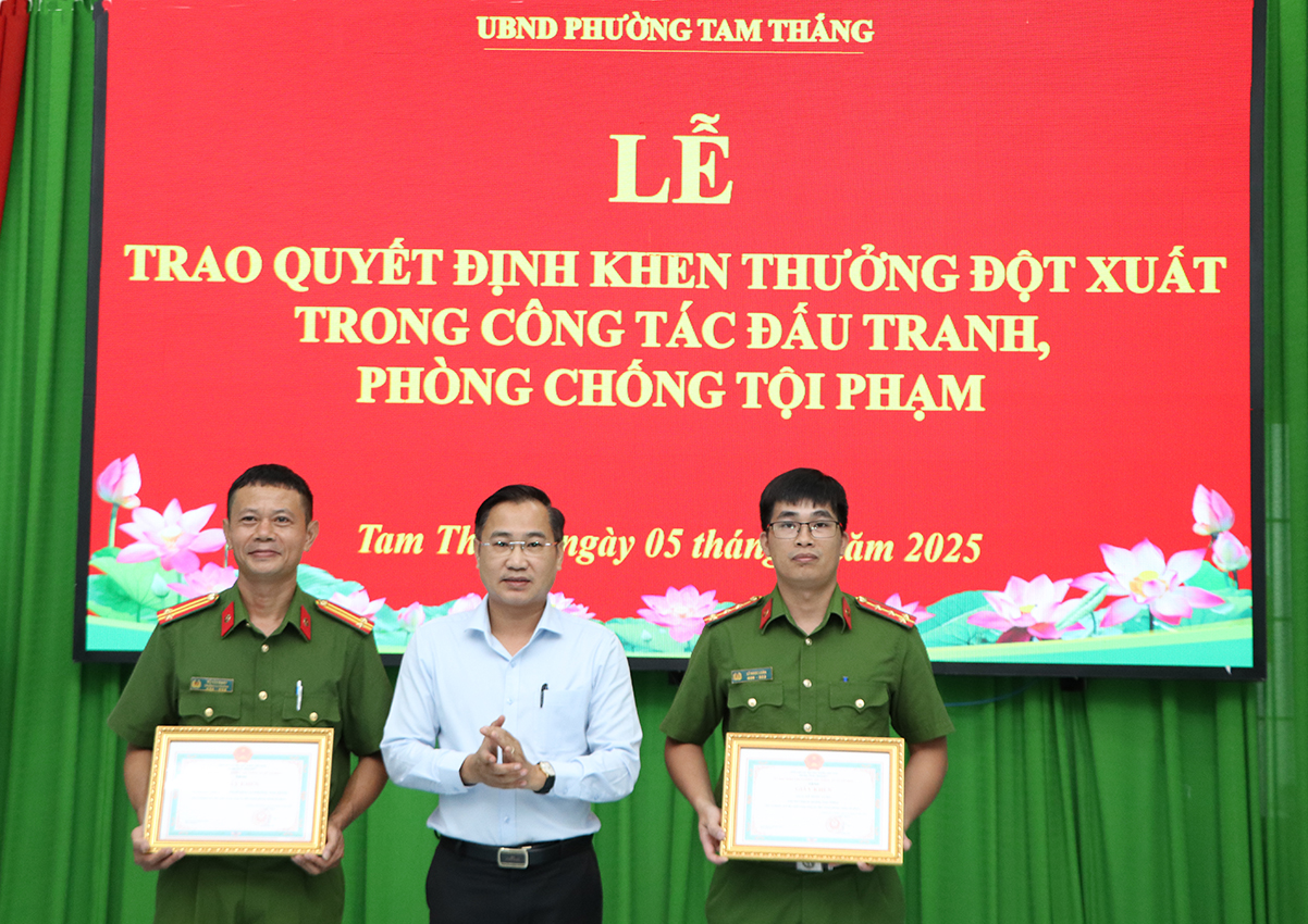 Phường Tam Thắng khen thưởng đột xuất 1 tập thể, 1 cá nhân ngăn chặn trộm cắp tại dự án Thùy Vân