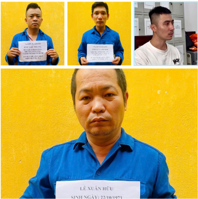 Các đối tượng Nguyễn Bá Quang, Trần Thạch Sang, Trịnh Hải Long (ở trên) và đối tượng Lê Xuân Hưu (ở dưới) trong Chuyên án ma túy mang bí số HCM 725