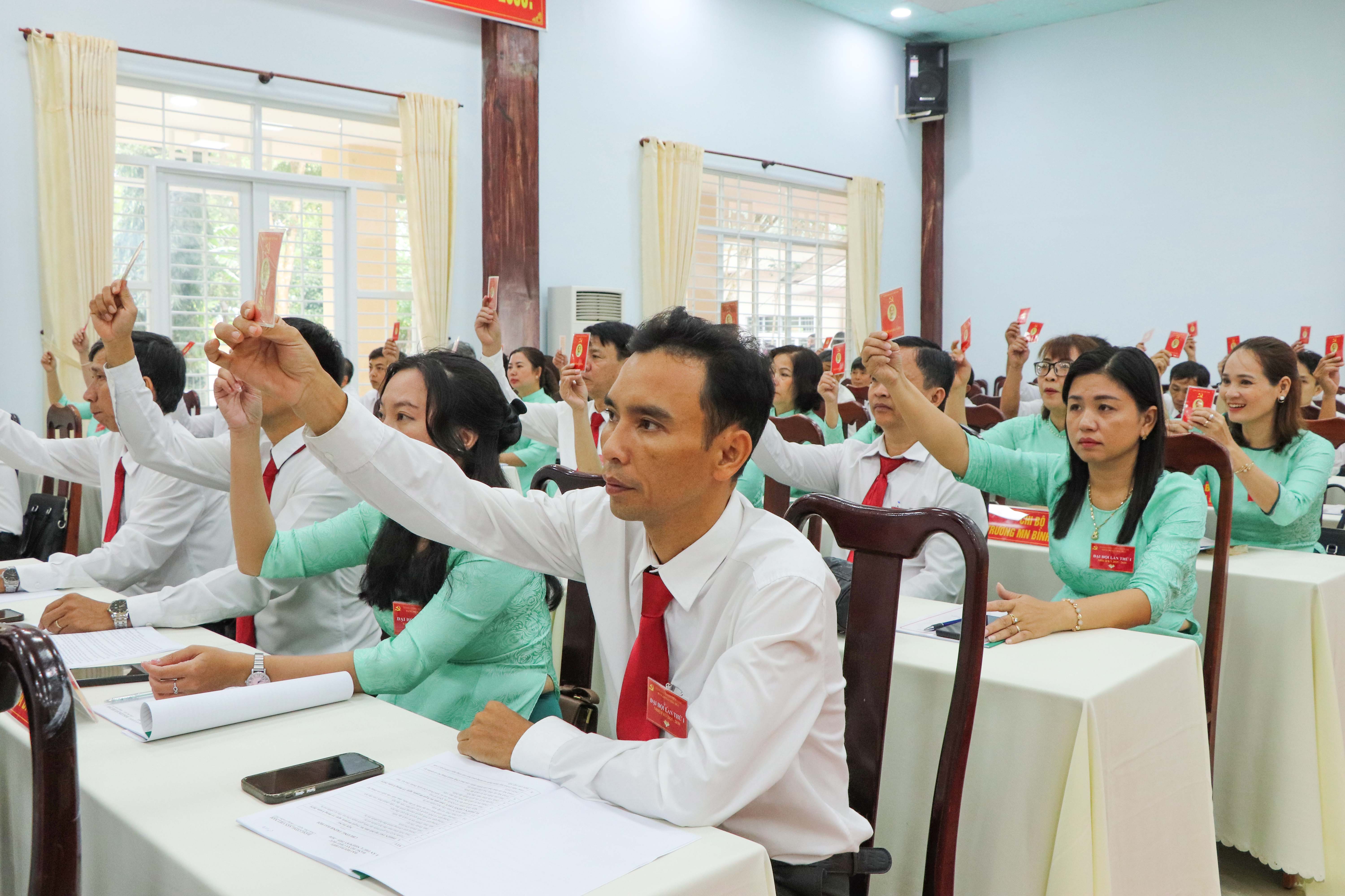 Đại biểu biểu quyết thông qua các Nghị quyết tại đại hội